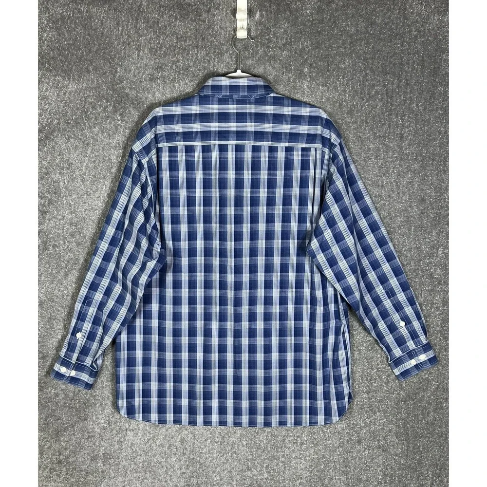 ORVIS‎ Button Up Shirt Mens Size Large Blue Plaid Long Sleeve VINTAGE Pockets